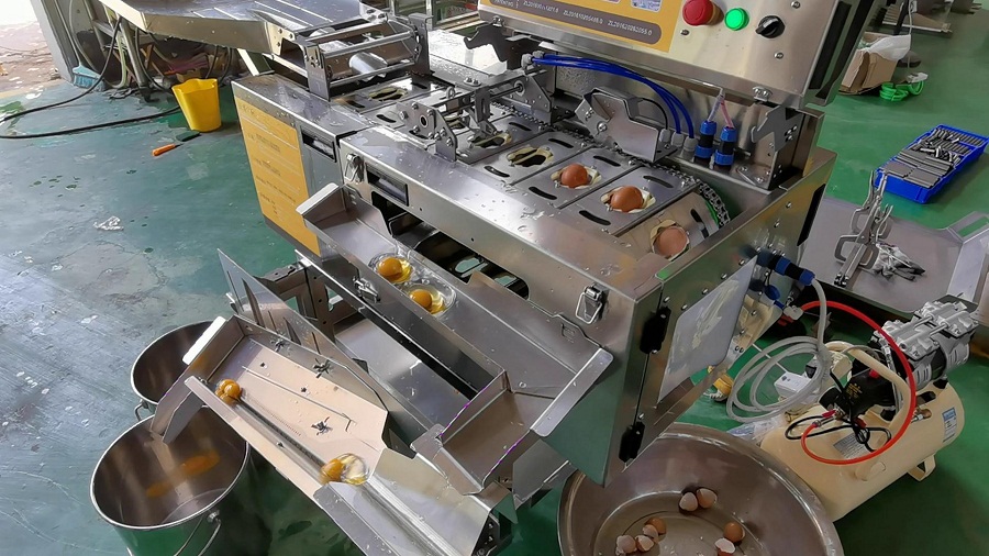 四聯(lián)式敲蛋機(jī)-單排磕蛋-蛋清蛋黃分離翻斗-試機(jī)