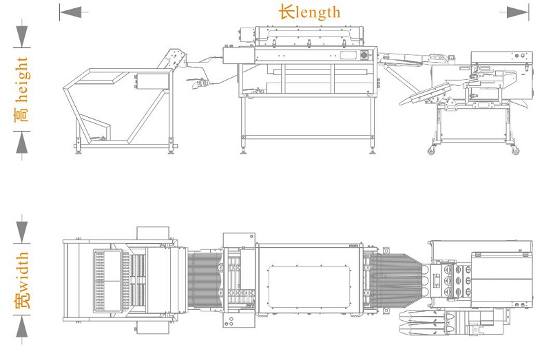 上蛋+洗蛋+三排敲蛋機(jī)組合生產(chǎn)線<長(zhǎng)寬高>尺寸圖